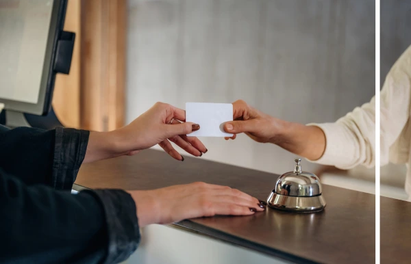 giving contact card